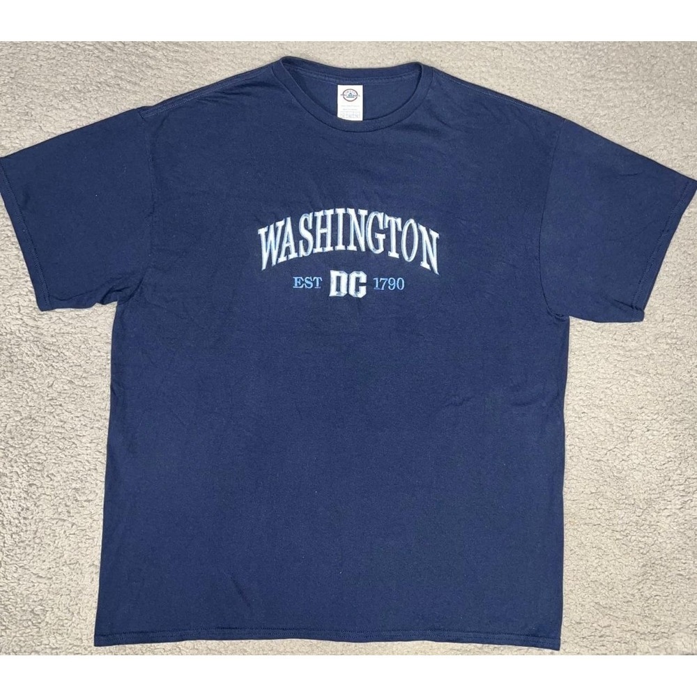 VTG Washington DC Est 1790 T Shirt Men's XL Blue Embroidered Logo Souvenir Tee